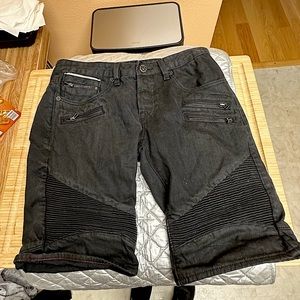 Like New Cult of Individuality coated black moto shorts waist size 32